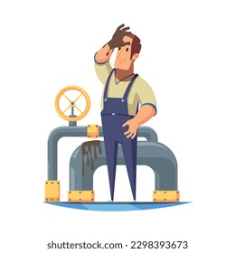 Nautical composition with doodle style human character of brave sea man on blank background vector illustration