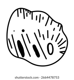 Nautical contour drawing of a shell, ideal for stationery or minimalist style prints.