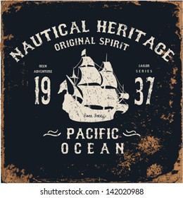 Nautical Design | Sailor vector set |Hand drawing  | T-shirt Printing | Badge Applique Label