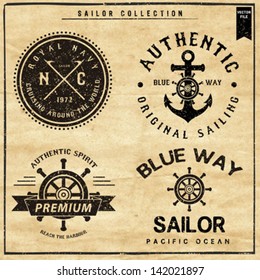 Nautical Design | Sailor vector set |Hand drawing  | T-shirt Printing | Badge Applique Label