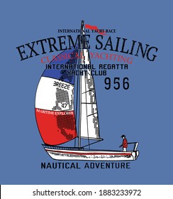 Nautical design.sketch sail graphic design.Can be used as t shirt printing design.