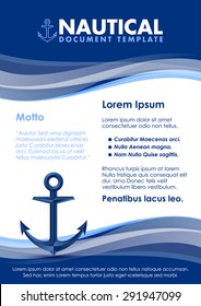 Nautical document template with ship anchor icon