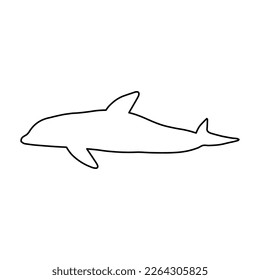 Nautical Dolphin. Sea Underwater animal. Vector illustration