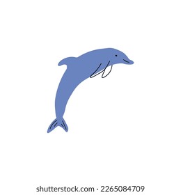 Nautical Dolphin. Sea Underwater animal. Vector illustration