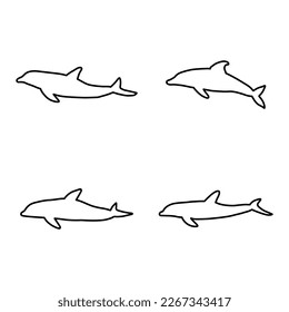 Nautical Dolphin. Sea Underwater animal. Vector illustration
