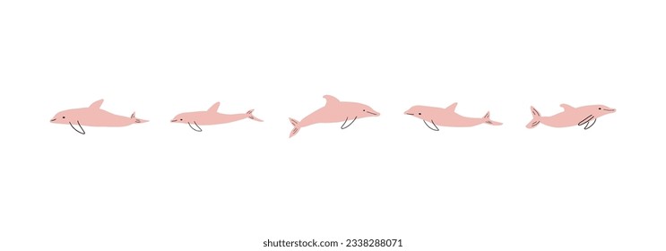 Nautical Dolphin. Sea Underwater animal. Vector illustration