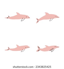 Nautical Dolphin. Sea Underwater animal. Vector illustration