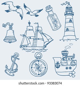 Nautical doodles - Hand drawn collection in vector