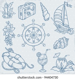 Nautical doodles - Hand drawn collection in vector