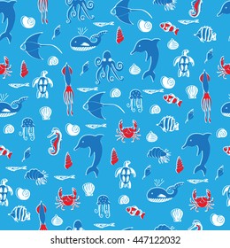 Nautical doodles seamless pattern