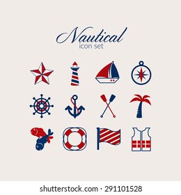 Nautical element icon set