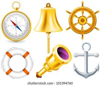 Nautical elements set made with gradient mesh