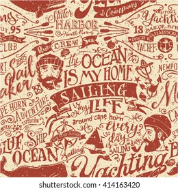 Nautical elements vector seamless pattern