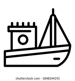 Schiff-Symbol für Wasserschiffe. Rahmenschiff für nautische Fischerei, Vektorsymbol für Webdesign einzeln auf weißem Hintergrund