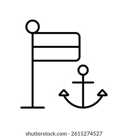 nautical flag icon in outline style vector illustration