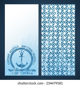 Nautical flayers with seafaring elements - anchor and rope pattern