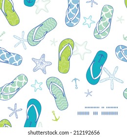 Nautical flip flops blue and green frame corner pattern background