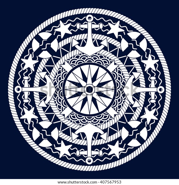 Download Nautical Geometric Decorative Mandala Design Vector Stok ...