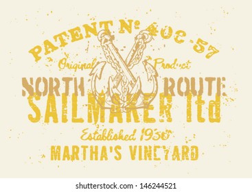 Nautical graphic - Vector print  in custom colors.