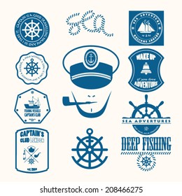 Nautical helm design elements stock vector