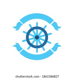 nautical helm with ribbons design sea ocean navigation travel underwater water and marine theme Vector illustration