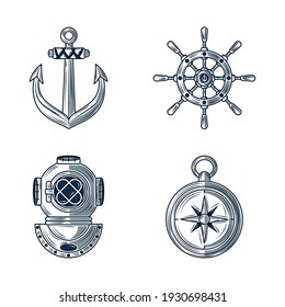 Nautical Helmet Anchor Compass Wheel