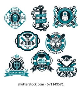 Nautical Heraldic Icons Set Vector Isolated Stock Vector (Royalty Free ...