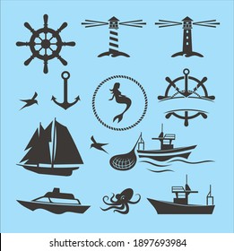 the nautical icon collections, vector art.