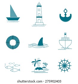 nautical icon set for art design.