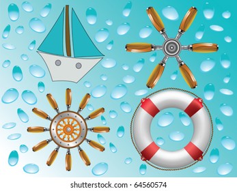 nautical icons collection, abstract vector art illustration