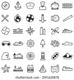 Nautical Icons. Line With Fill Design. Vector Illustration.
