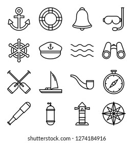 Nautical icons pack. Isolated nautical symbols collection. Graphic icons element