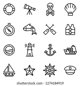 Nautical icons pack. Isolated nautical symbols collection. Graphic icons element