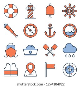 Nautical icons pack. Isolated nautical symbols collection. Graphic icons element