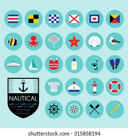 Nautical icons set