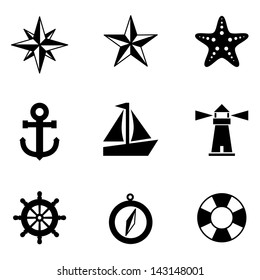 Nautical Icons - A set of 9 nautical-themed icons.  Each icon is a separate group.