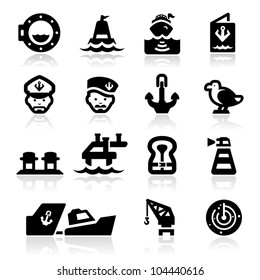 Nautical icons set Elegant series