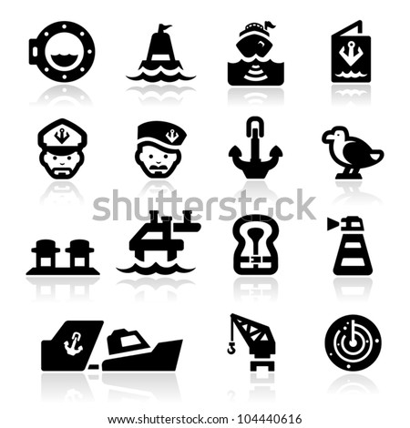 Nautical icons set Elegant series