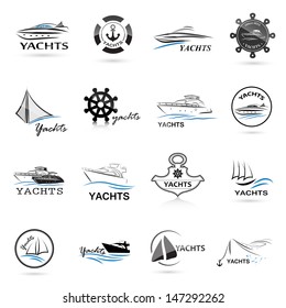 Nautical icons Set - Isolated On White Background - Vector Illustration, Graphic Design Editable For Your Design. Nautical Logo