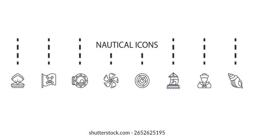 nautical icons set isolated on White Background Flat style design