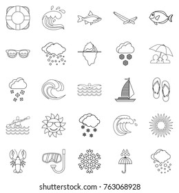 Nautical icons set. Outline set of 25 nautical vector icons for web isolated on white background