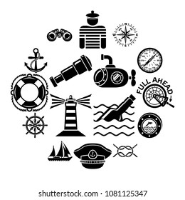 Nautical icons set. Simple illustration of 16 nautical vector icons for web