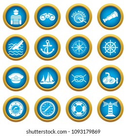 Nautical icons set. Simple illustration of 16 nautical vector icons for web