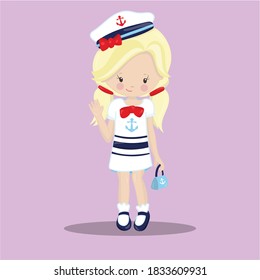 Nautical Kids Blonde sailor Vector Illustration