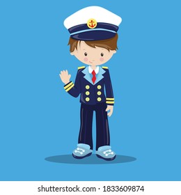 Nautical Kids brown cap 29 Vector Illustration