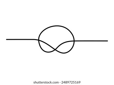 Nautical knots rope continuous one line art vector illustration