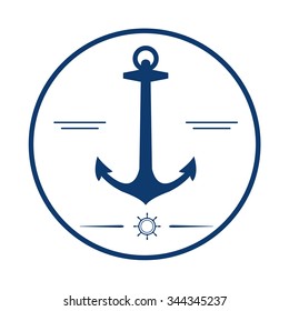 Nautical label. Anchor icon. Can be used for a yacht club logo.