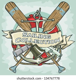 Nautical Label with sample text, Sailing Collection