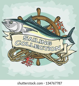 Nautical Label with sample text, Sailing Collection