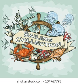 Nautical Label with sample text, Sailing Collection